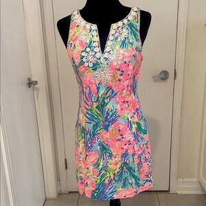 LILLY PULITZER Colourful Cotton Sleeveless Floral fully lined Shift Dress size 2